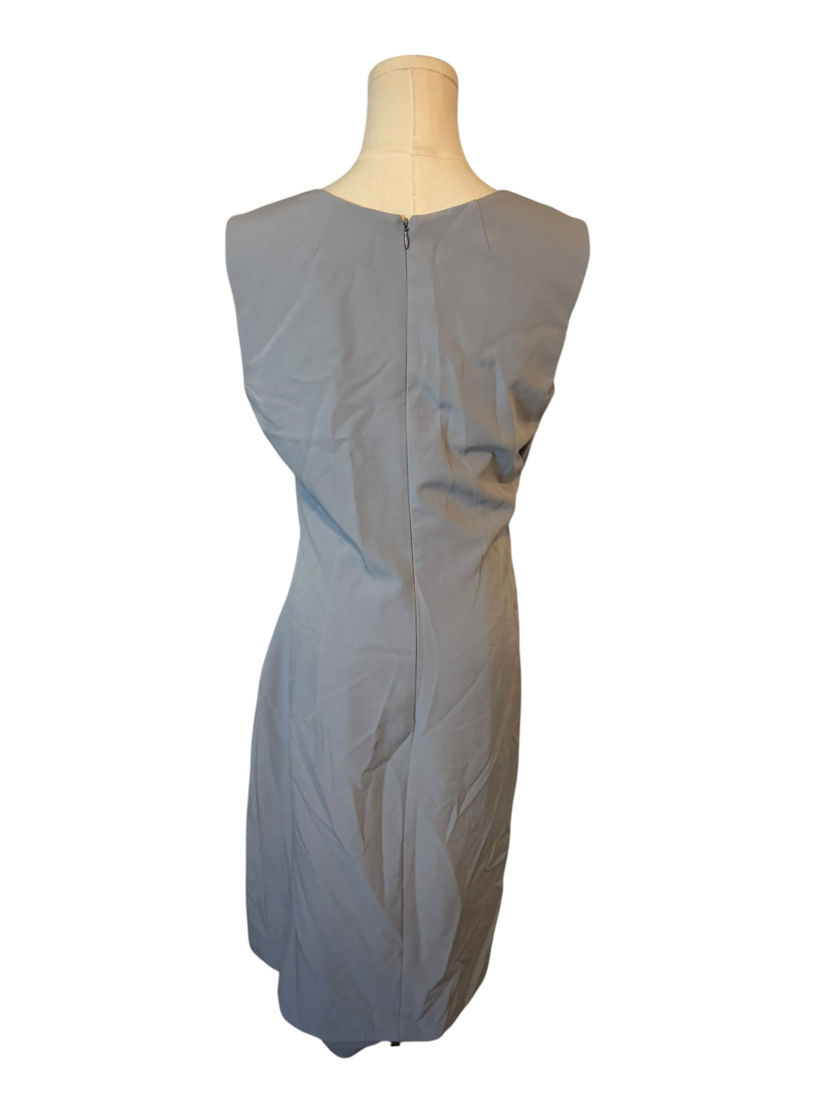 Milly Light Blue/Grey Sleeveless Side Ruched Dress