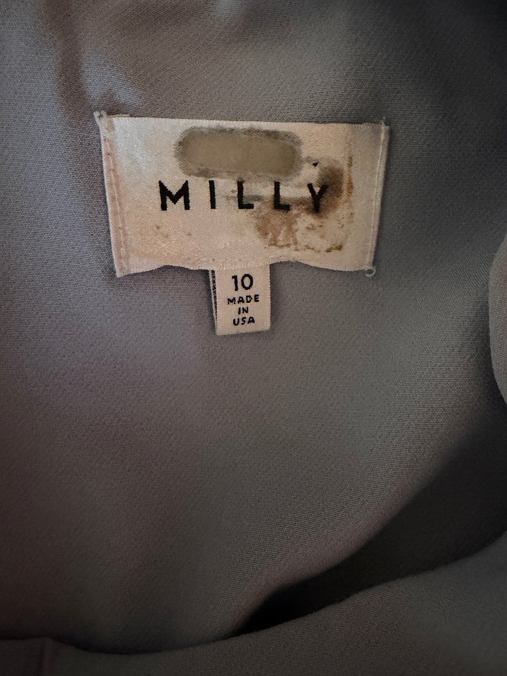 Milly Light Blue/Grey Sleeveless Side Ruched Dress