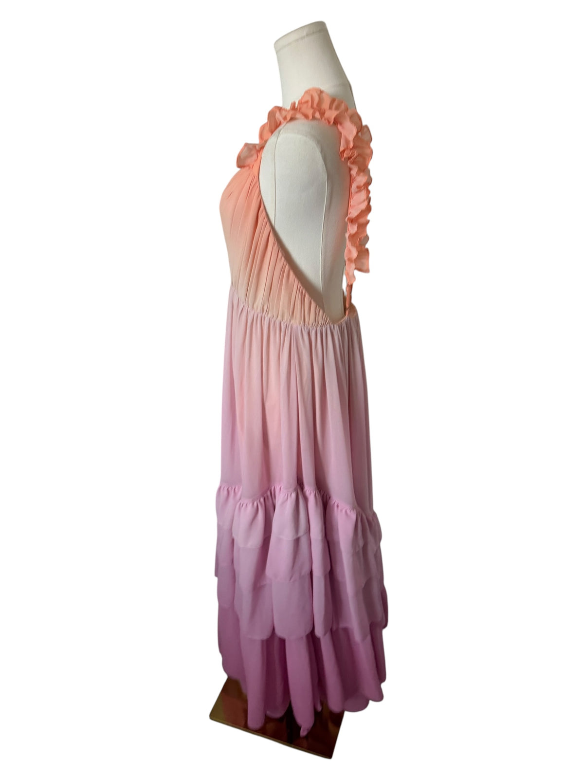 BHLDN Alivia V-Neck Ruffle Ombre Maxi Dress