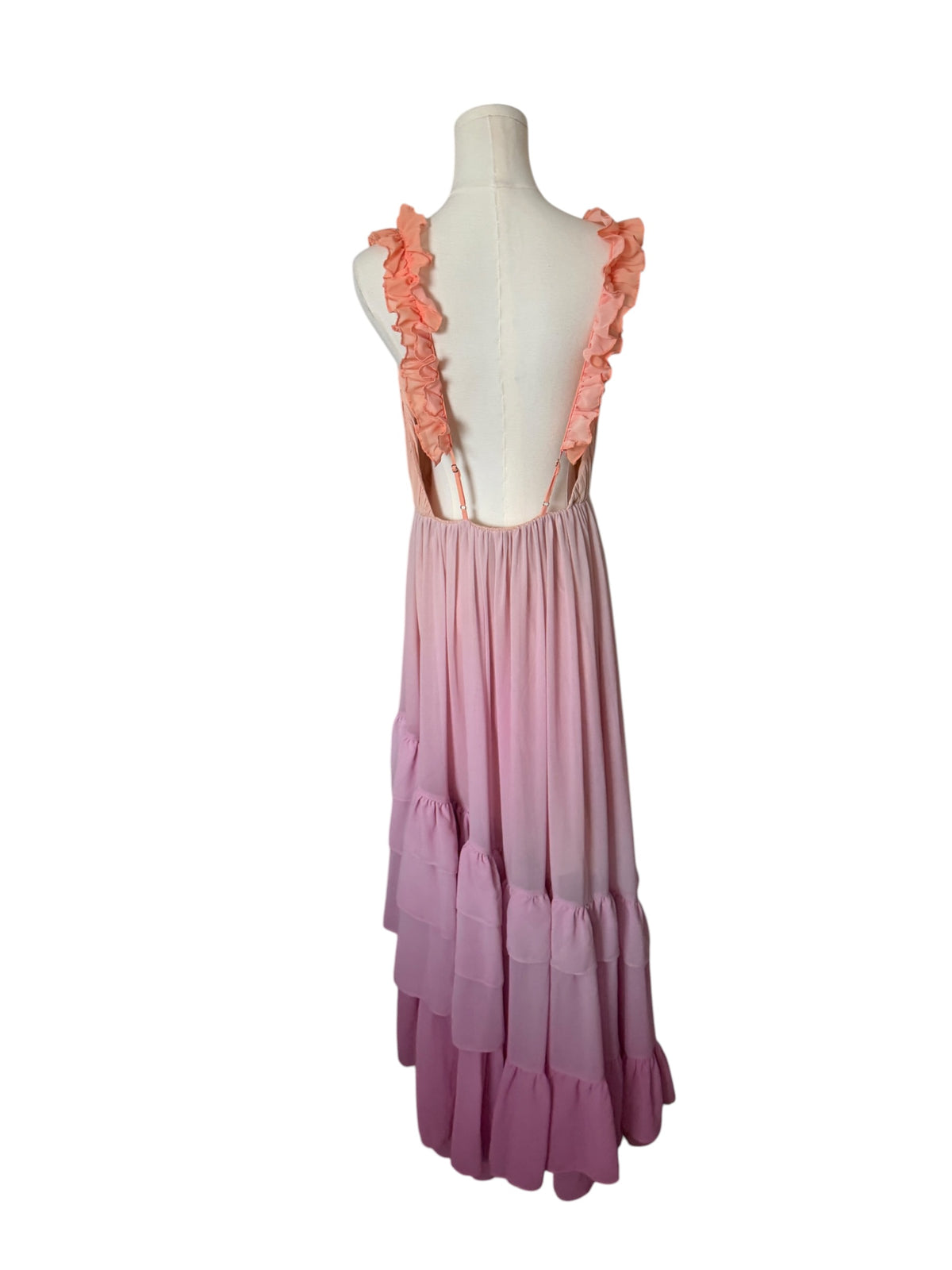 BHLDN Alivia V-Neck Ruffle Ombre Maxi Dress