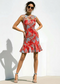 Boston Proper red floral-embroidered sleeveless mini dress