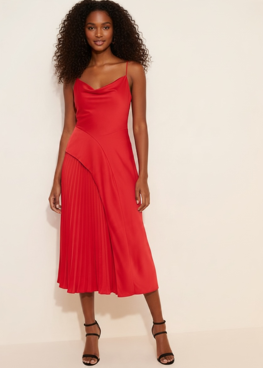 Lulus Raisa Pleated Side Midi Dress