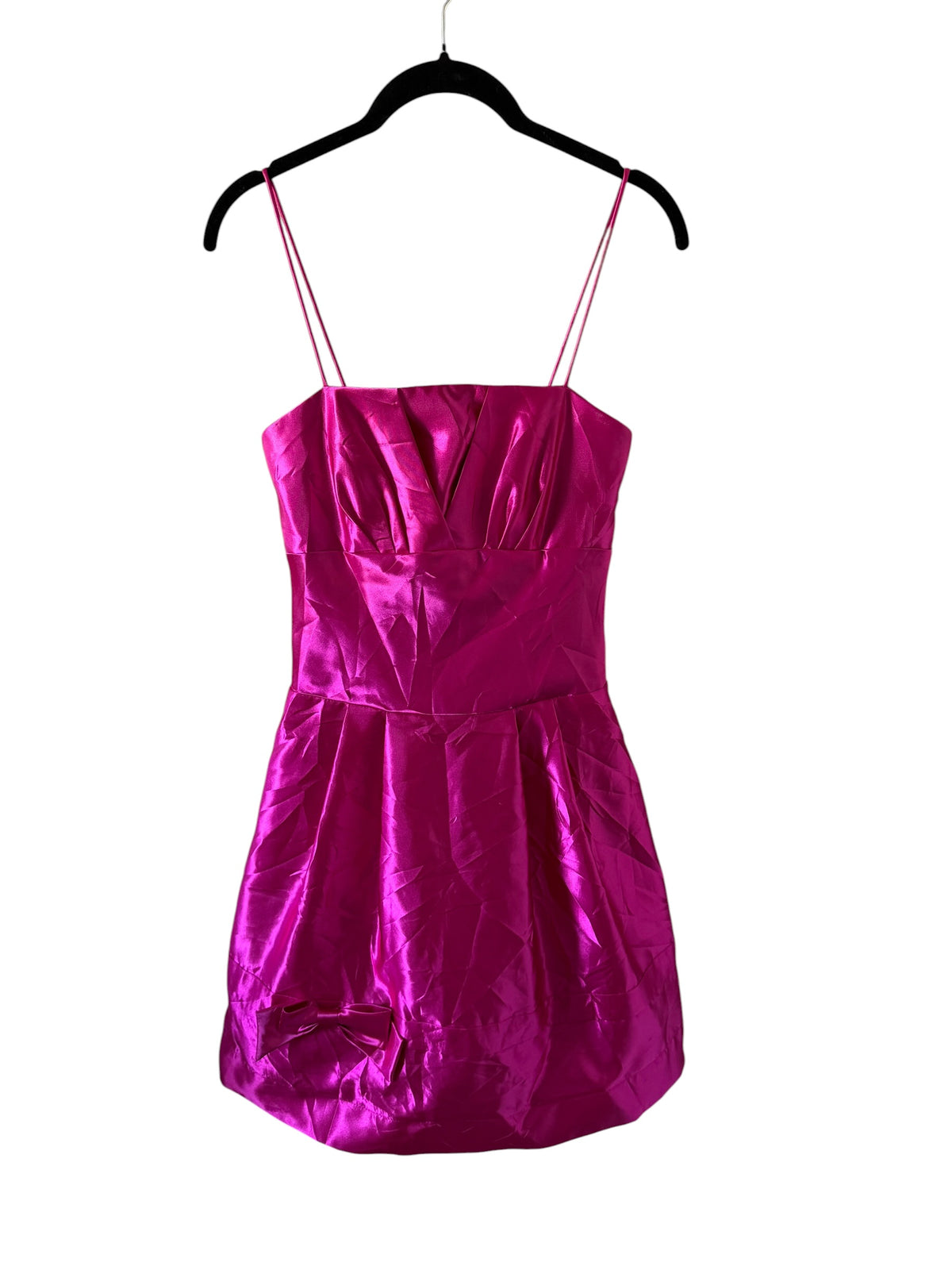 vibrant hot pink satin mini party dress by Jessica McClintock for Gunne Sax