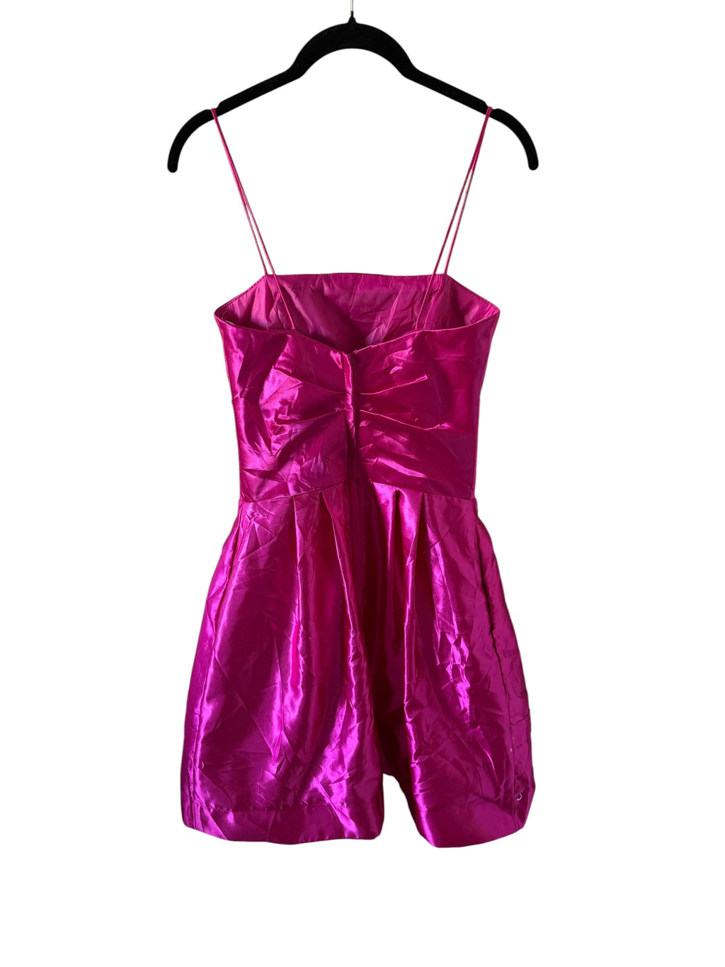 vibrant hot pink satin mini party dress by Jessica McClintock for Gunne Sax