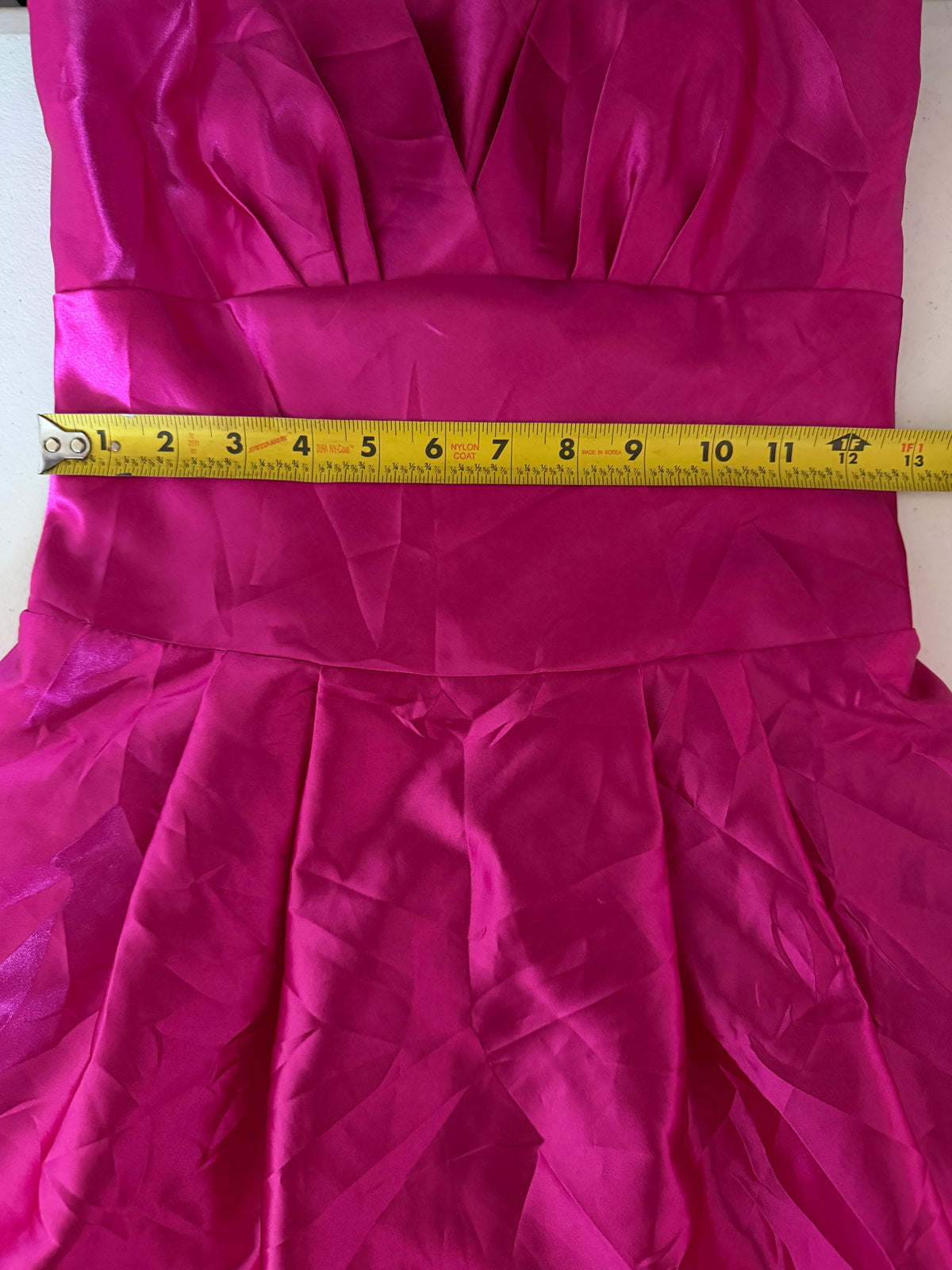 vibrant hot pink satin mini party dress by Jessica McClintock for Gunne Sax