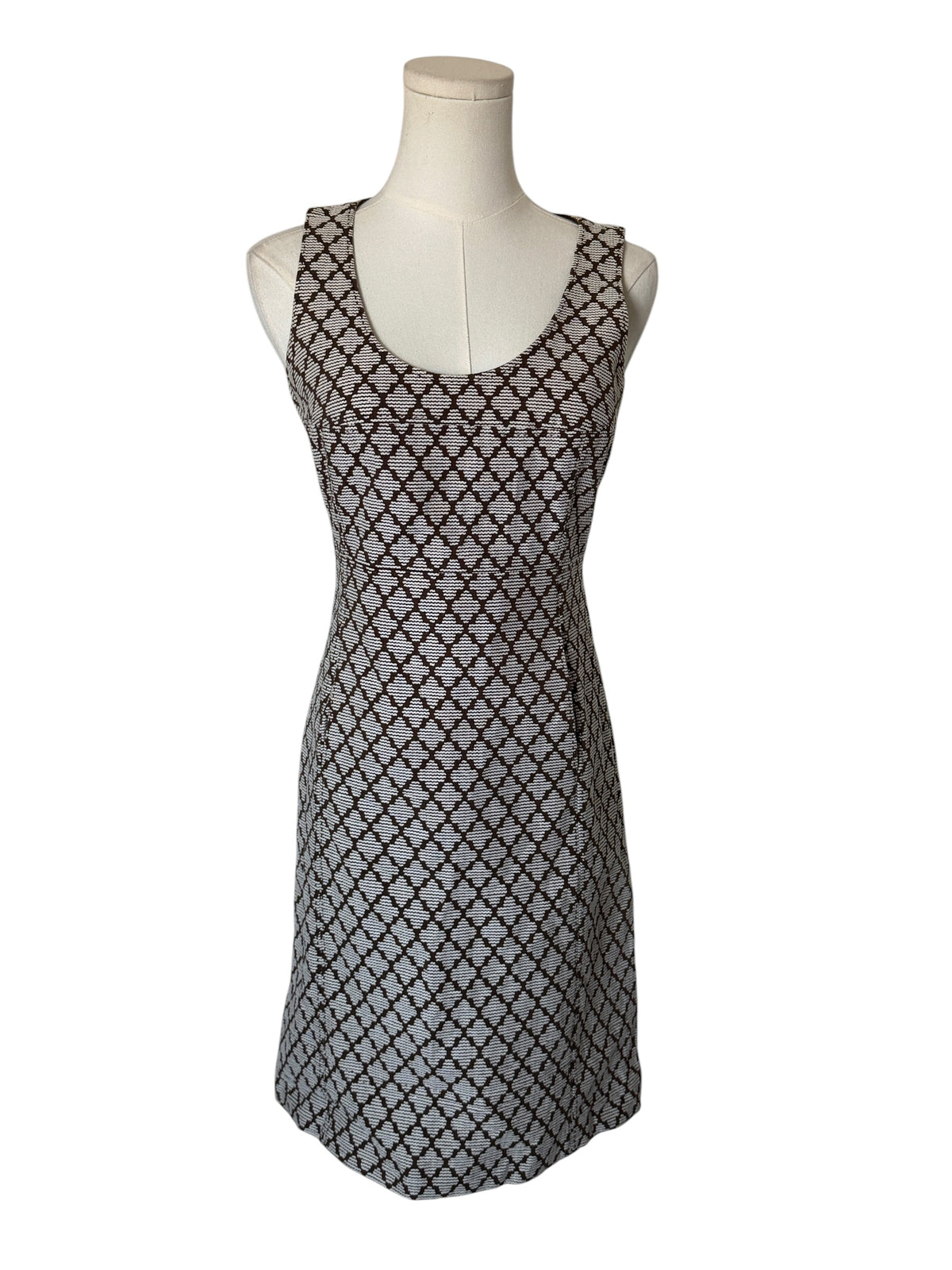 Tory Burch Geometric Diamond Cotton Sleeveless Shift Dress