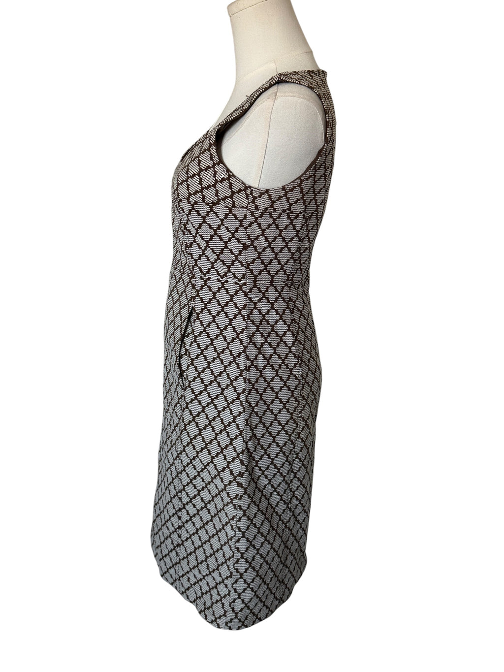 Tory Burch Geometric Diamond Cotton Sleeveless Shift Dress