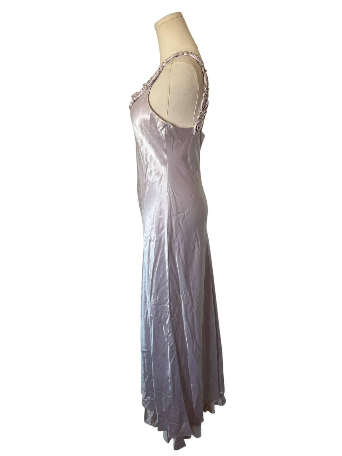 Jessica McClintock bridal Sheeny Lavender Maxi Slip with Rosette Trim