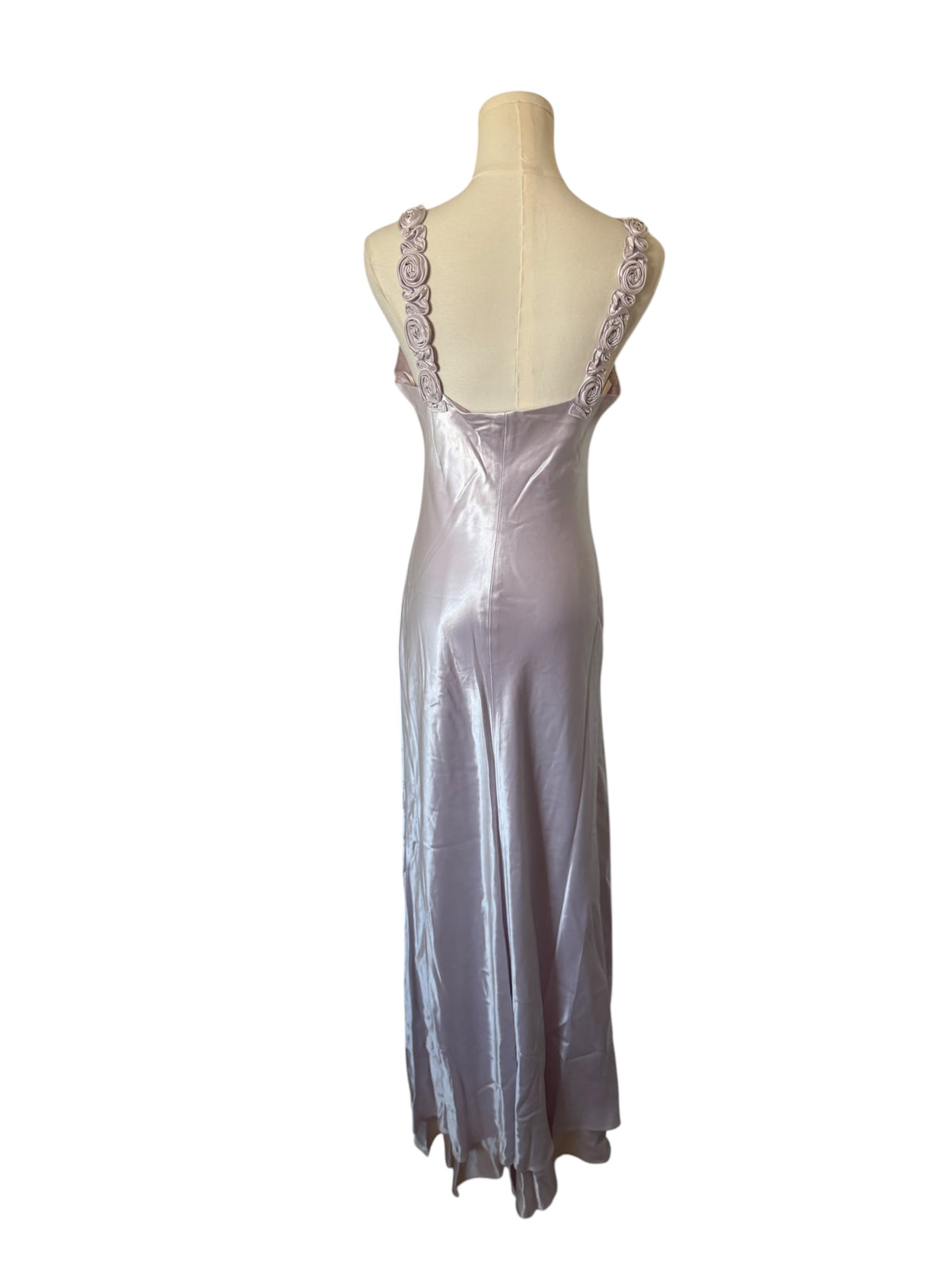 Jessica McClintock bridal Sheeny Lavender Maxi Slip with Rosette Trim
