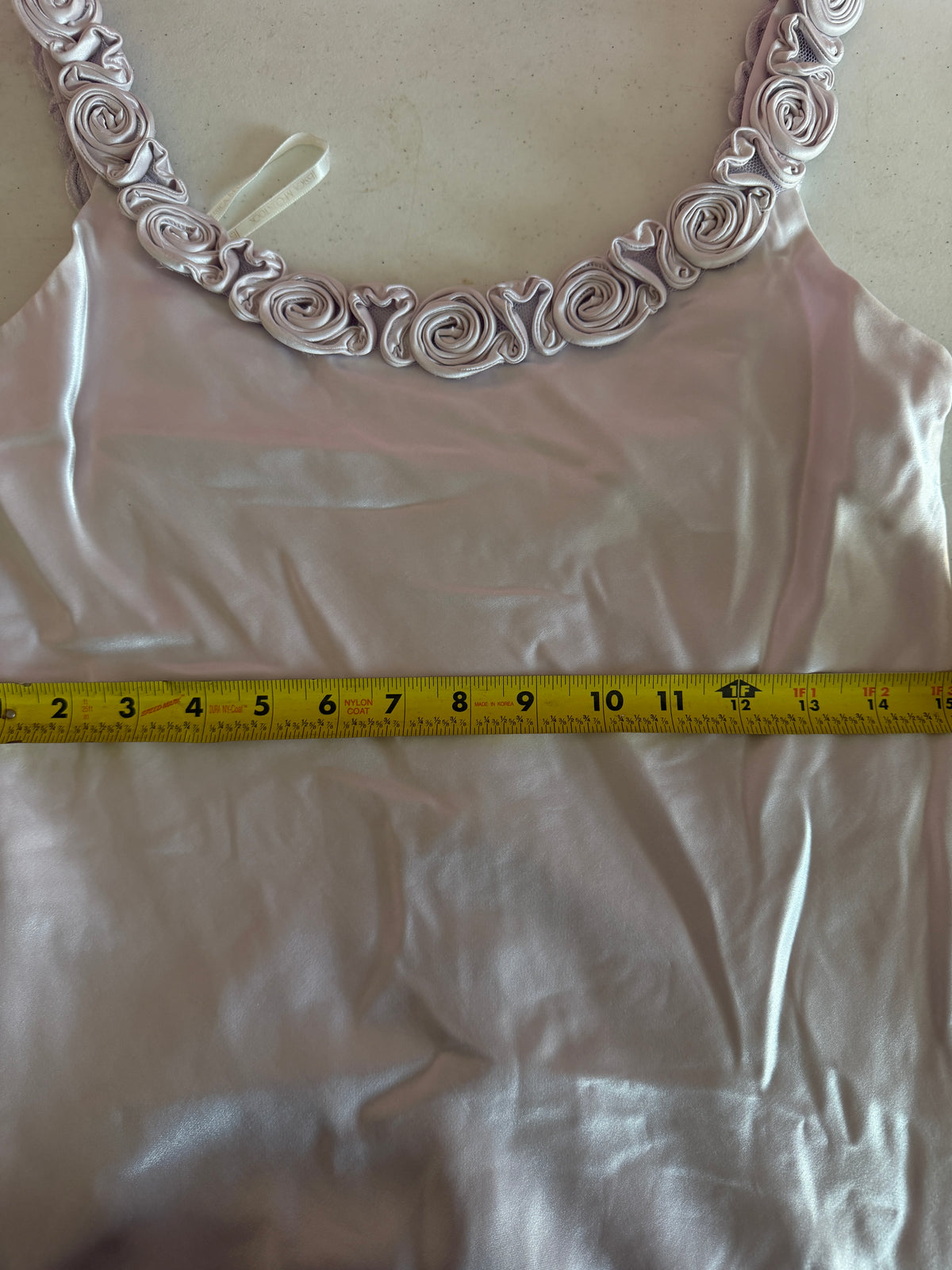 Jessica McClintock bridal Sheeny Lavender Maxi Slip with Rosette Trim