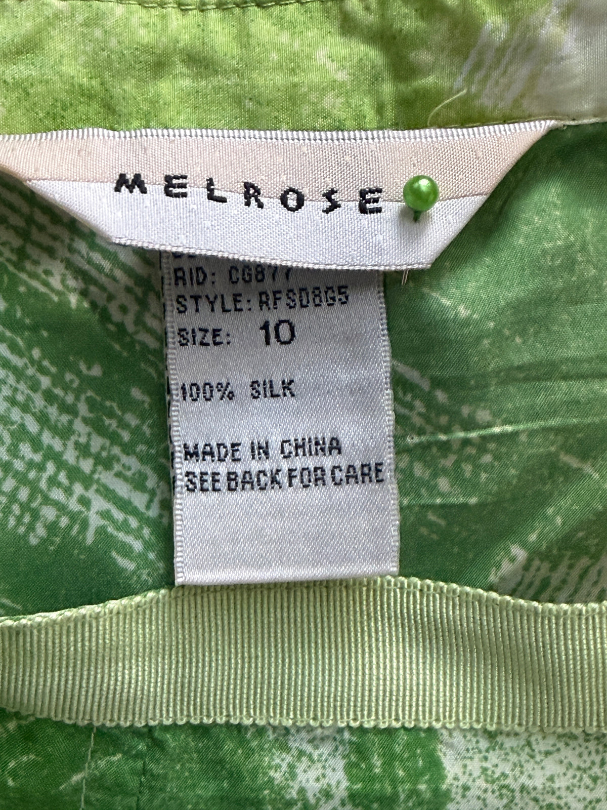 Melrose Green Abstract Print A-Line Skirt silk