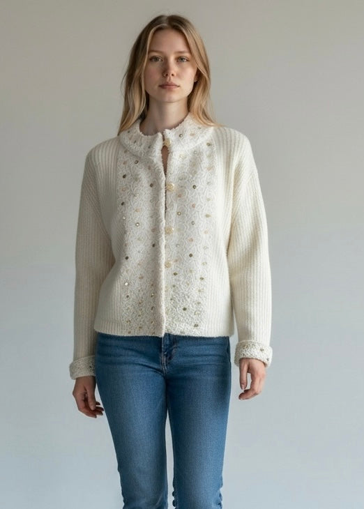 Vintage Moth by Anthropologie beaded and sequined cardigan sweater