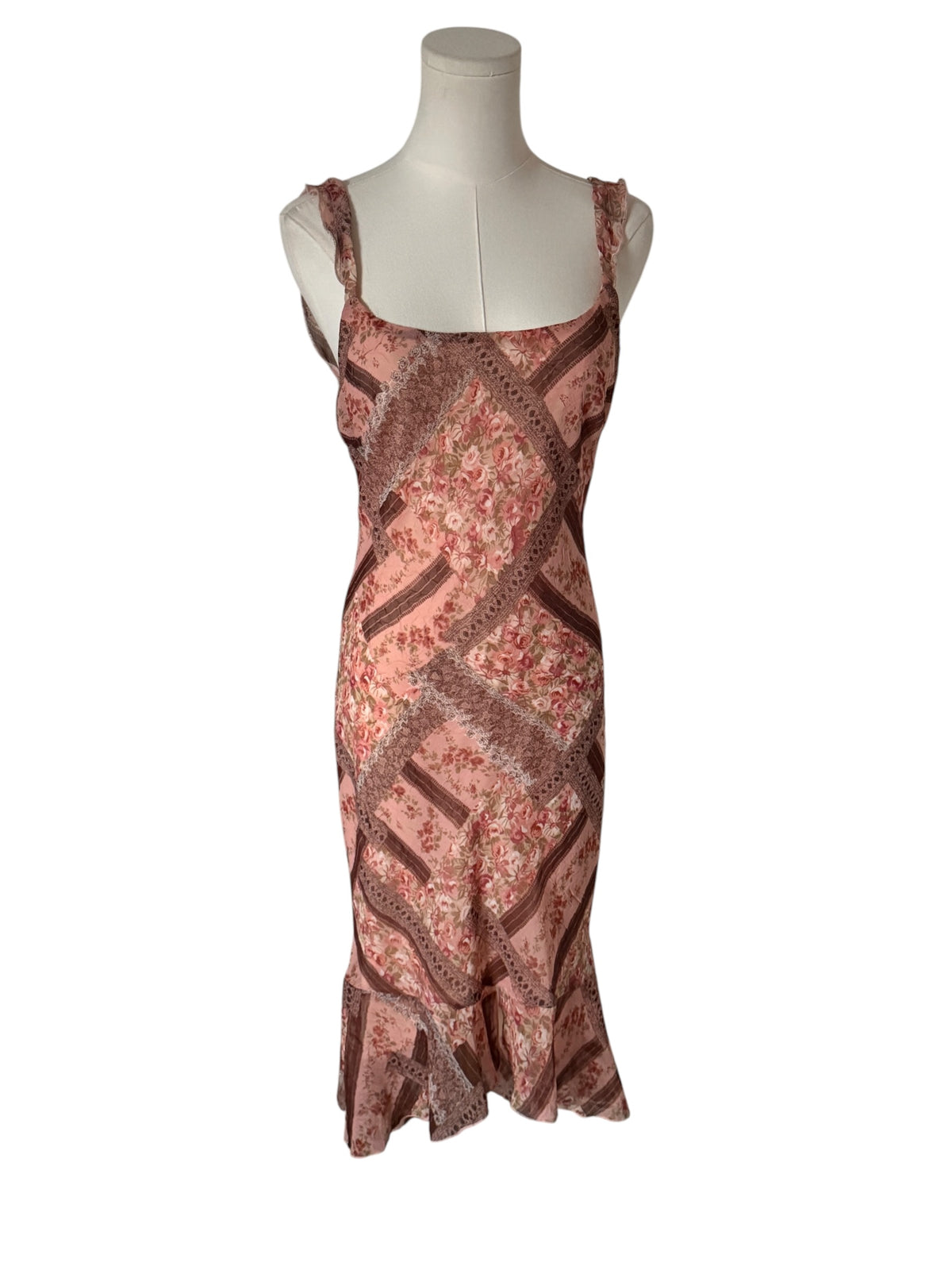 Vintage Y2K CDC Floral Patchwork Pink Midi Slip Dress