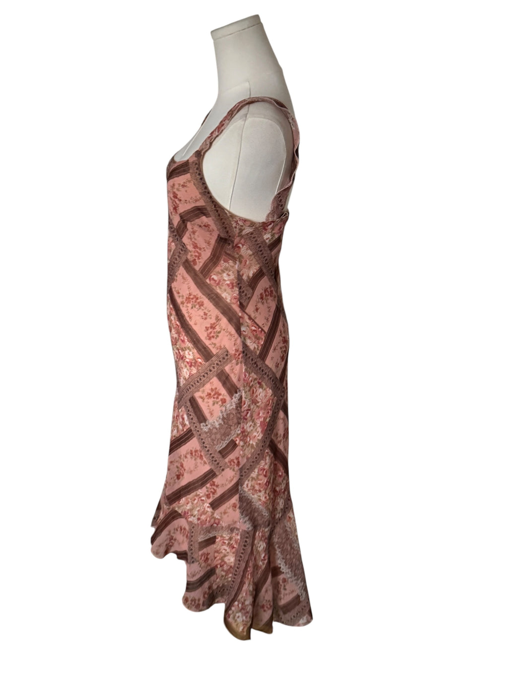 Vintage Y2K CDC Floral Patchwork Pink Midi Slip Dress