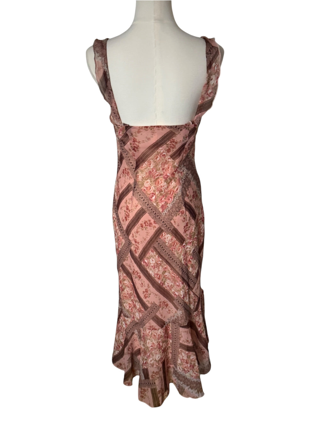 Vintage Y2K CDC Floral Patchwork Pink Midi Slip Dress